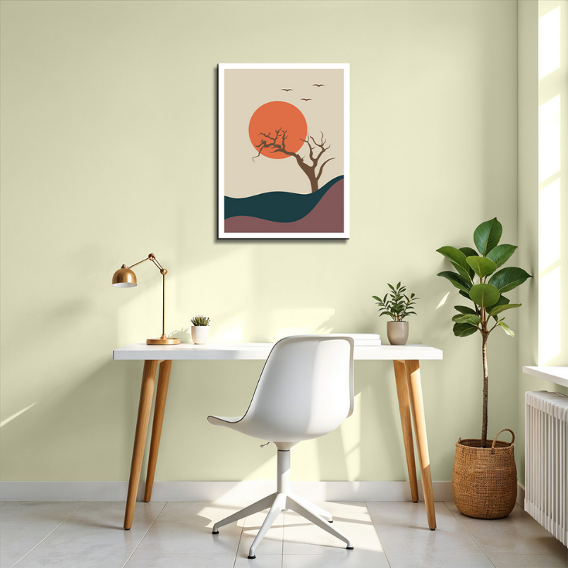 Morning Boho Beige Wood Print Wall Art