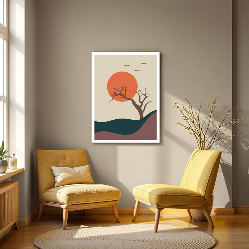 Morning Boho Beige Wood Print Wall Art