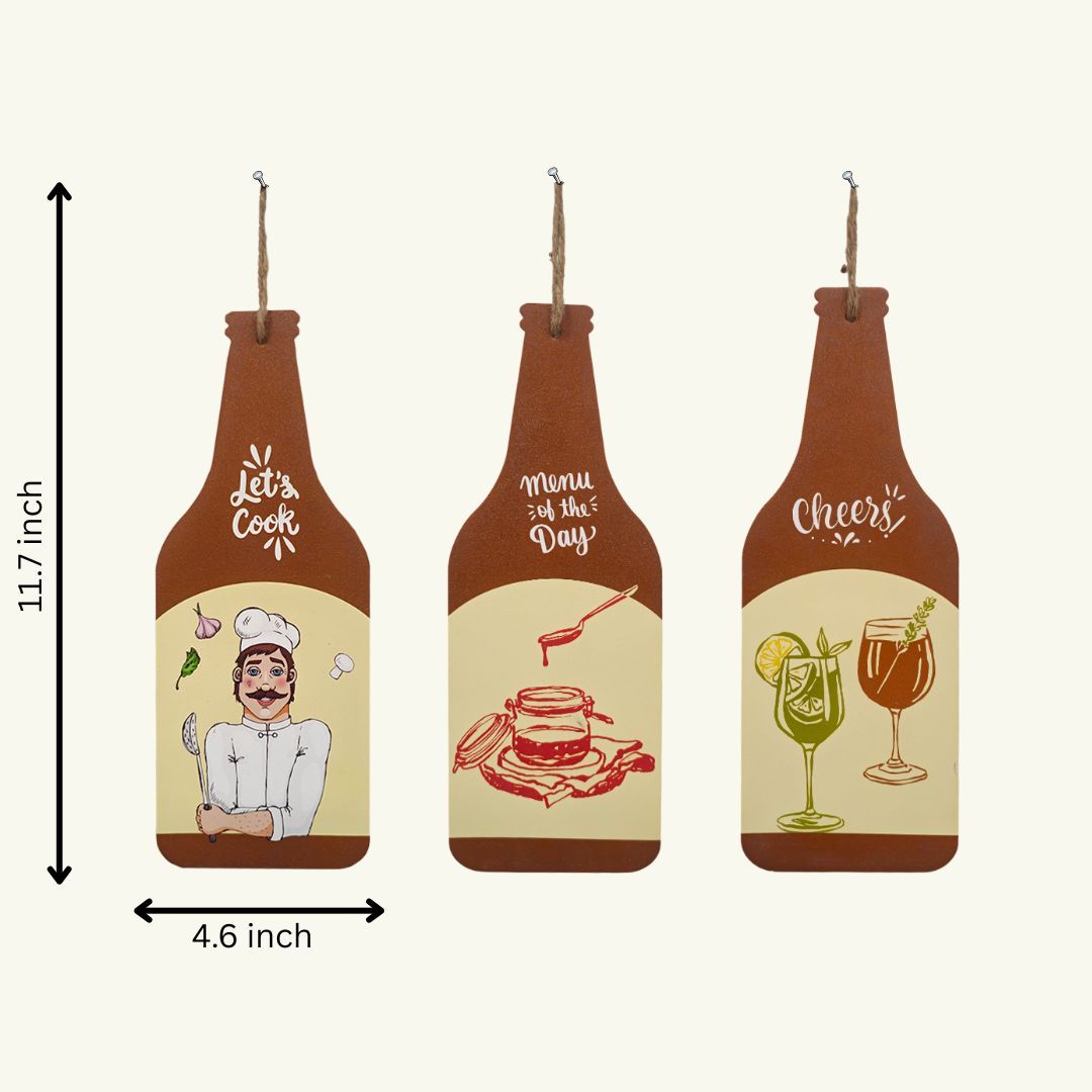 Wooden Bottle Shaped Wall Hangings