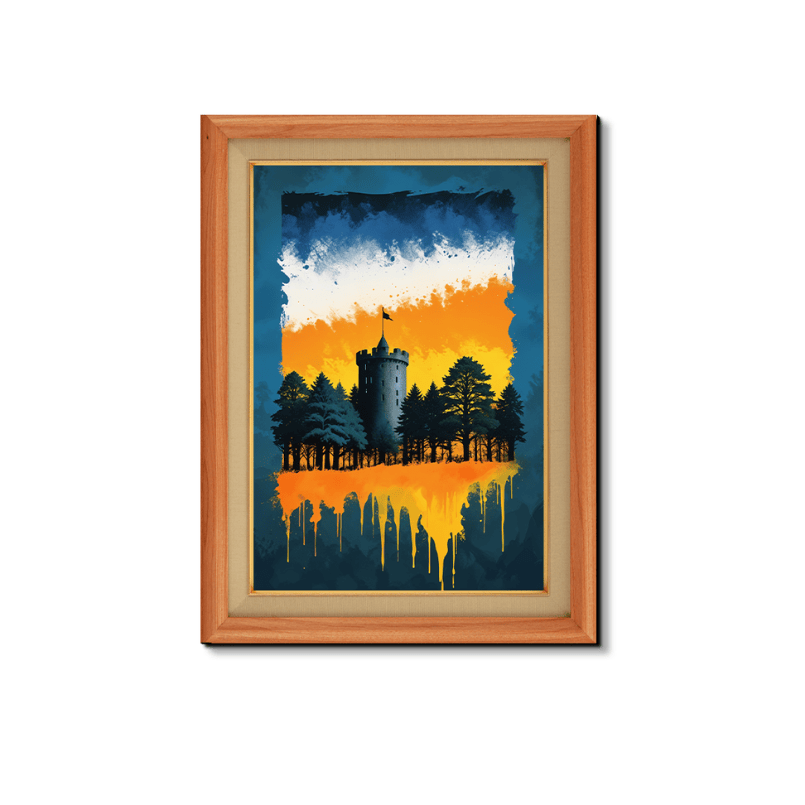 Castle With Multicolor Shades Wood Print Wall Art 18x23 Inches