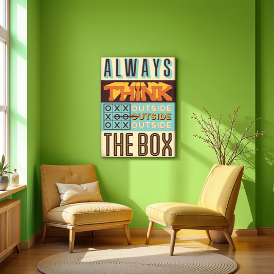 Always Think Outside The Box Vintage Wood Print Wall Art