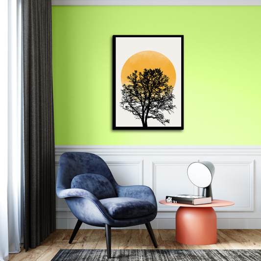 Sunset Boho Beige Wood Print Wall Art