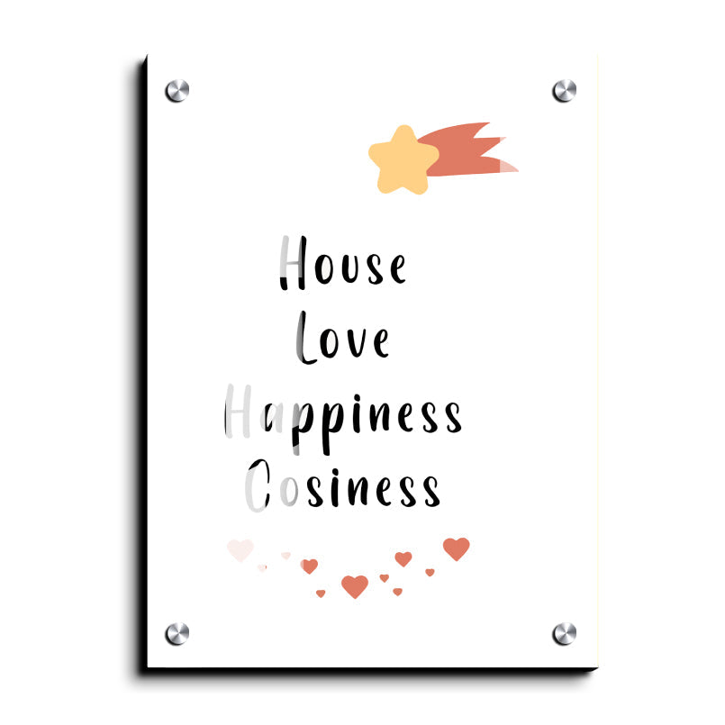 House Love Happiness Cosiness Wood Print Wall Art