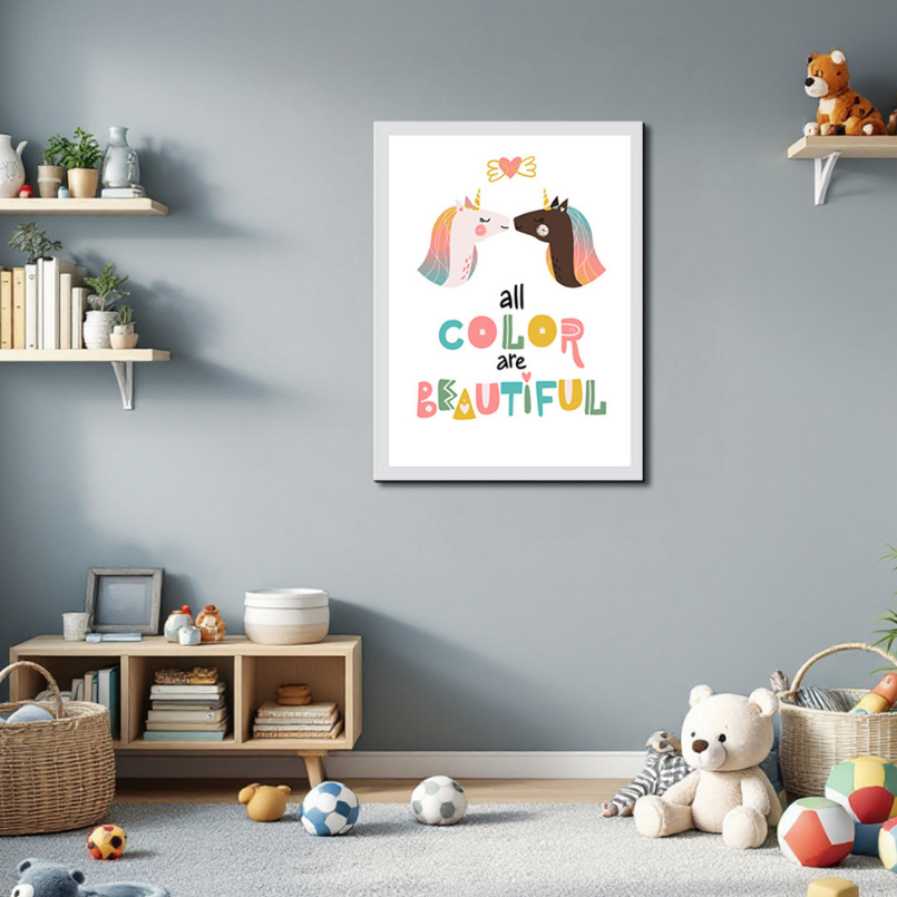 Colorful Unicorn Wood Print Wall Art