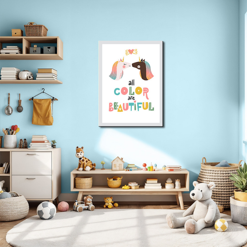 Colorful Unicorn Wood Print Wall Art