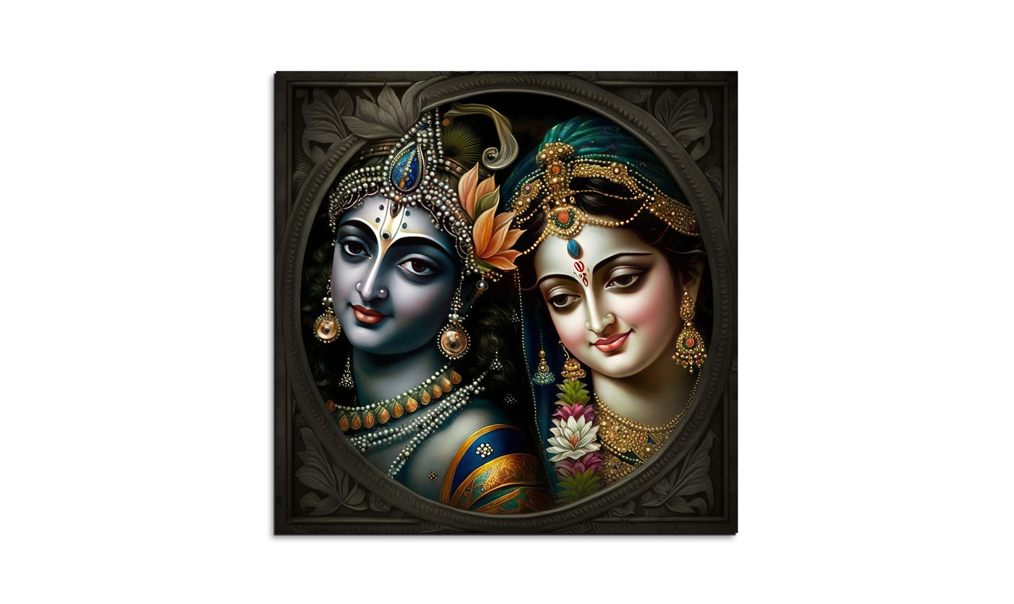 Radha Krishna Metal Design Wall Decor Painting