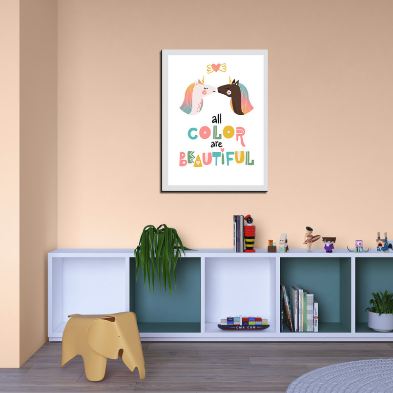 Colorful Unicorn Wood Print Wall Art