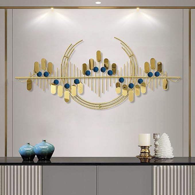 Gold and Blue Waves Wall Sculpture Metal Wall Art