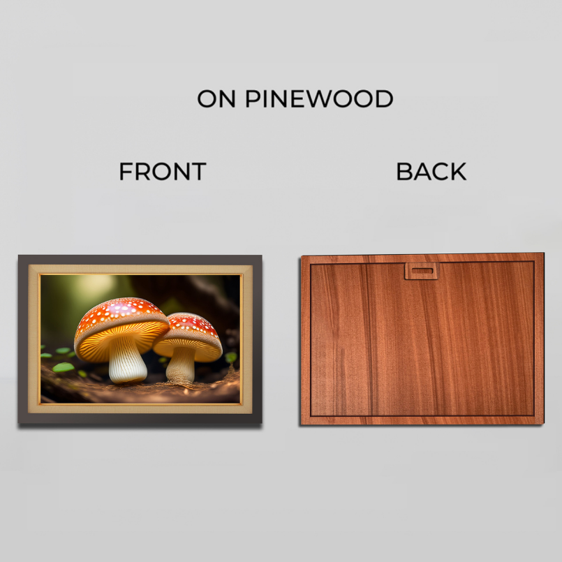 Mushrooms Nature Wood Print Wall Art 23x17.5 Inches