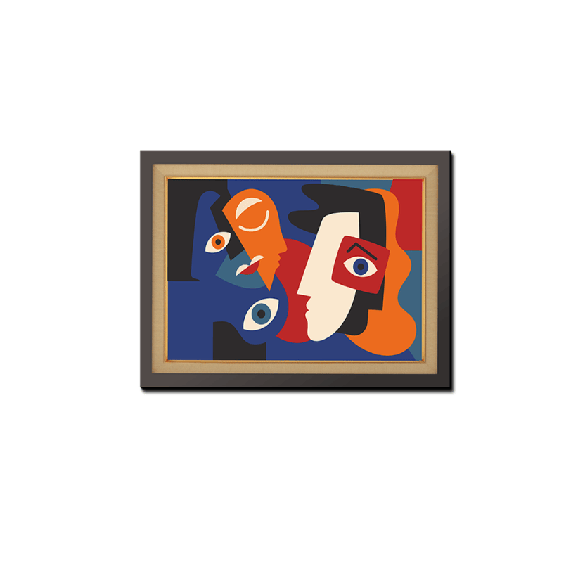 Picasso Style Face Expressions Wood Print Wall Art 23x17.5 Inches