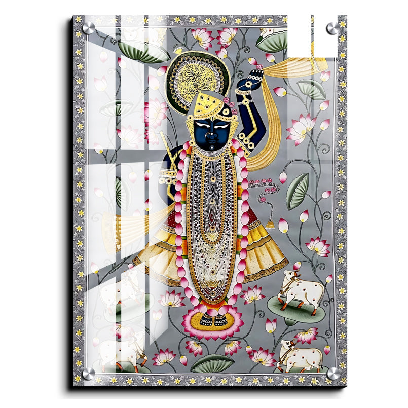 Shrinath Ji Pichwai Painting Wood Print Wall Art