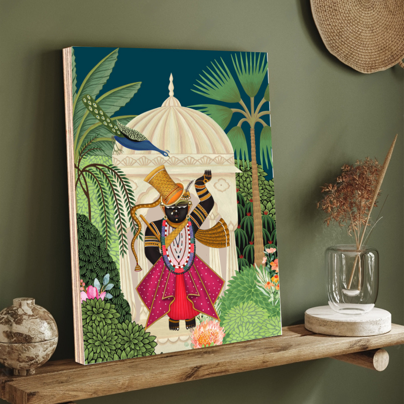 Shrinath Ji Pichwai Wood Print Wall Art