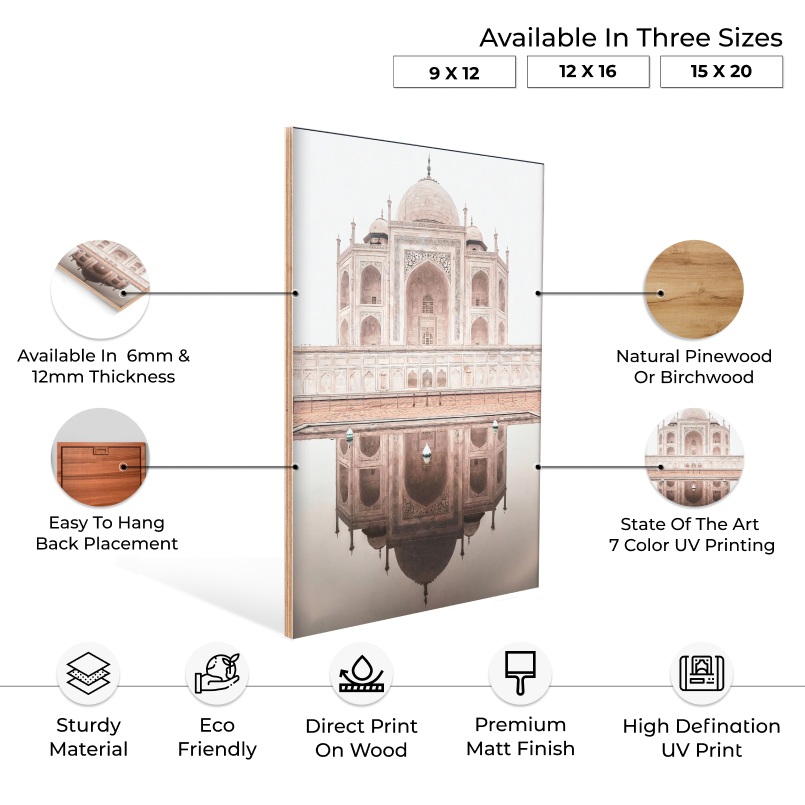 TajMahal Wood Print Wall Art