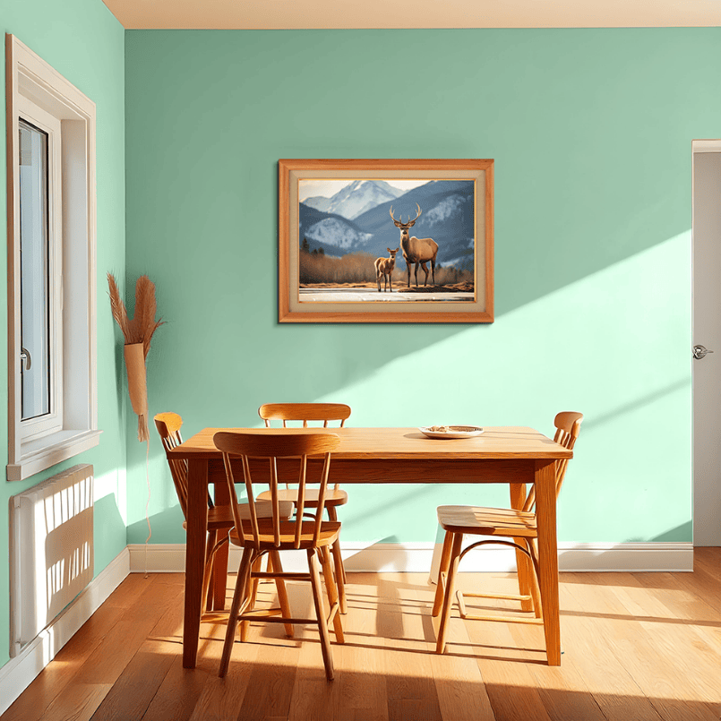 Wild Elk In Nature With Calves Wood Print Wall Art 23x17.5 Inches