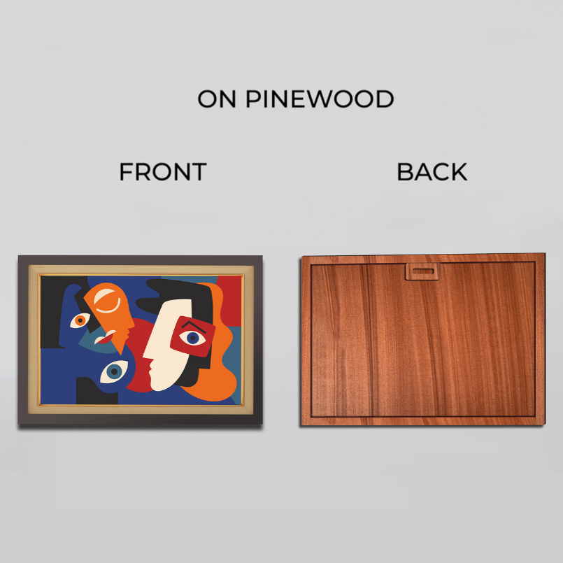 Picasso Style Face Expressions Wood Print Wall Art 23x17.5 Inches