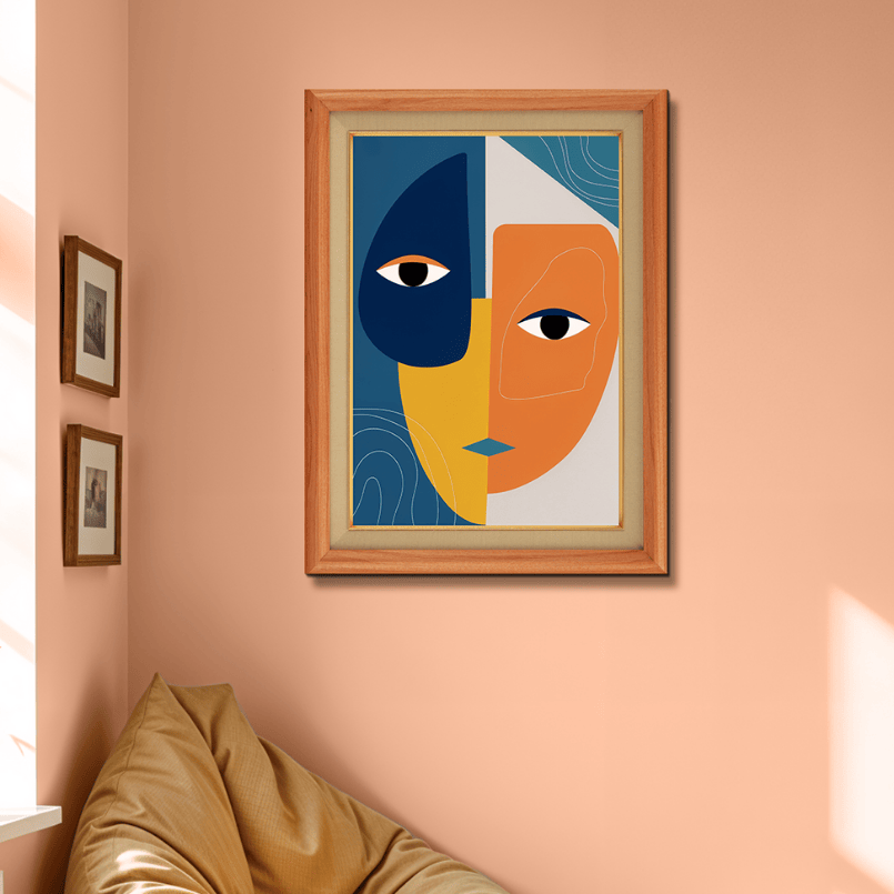 Vibrant Polygon Abstract Face Wood Print Wall Art 18x23 Inches