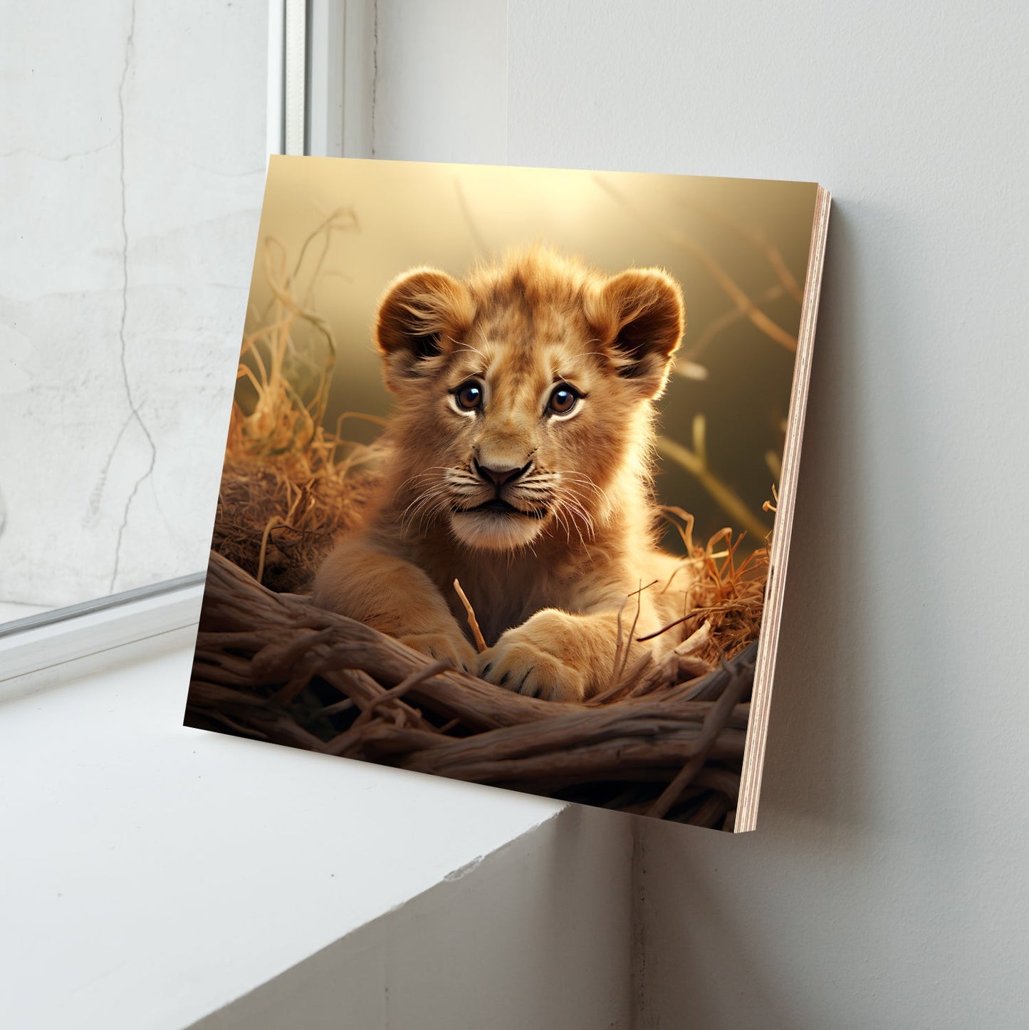 Cute Cub Wood Print Wall Art