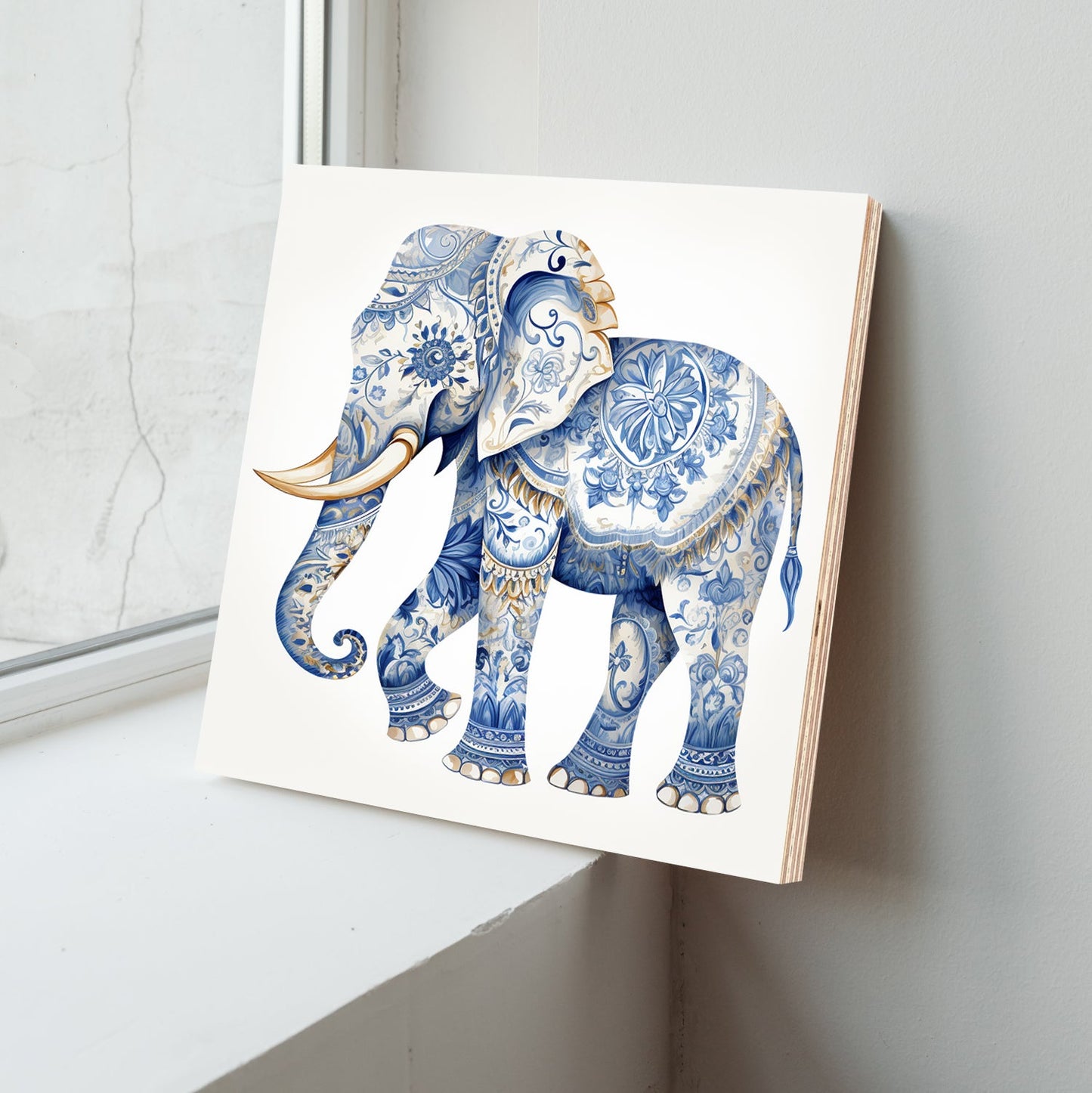 Baby Elephant Wood Print Wall Art For Prosperity and Luck