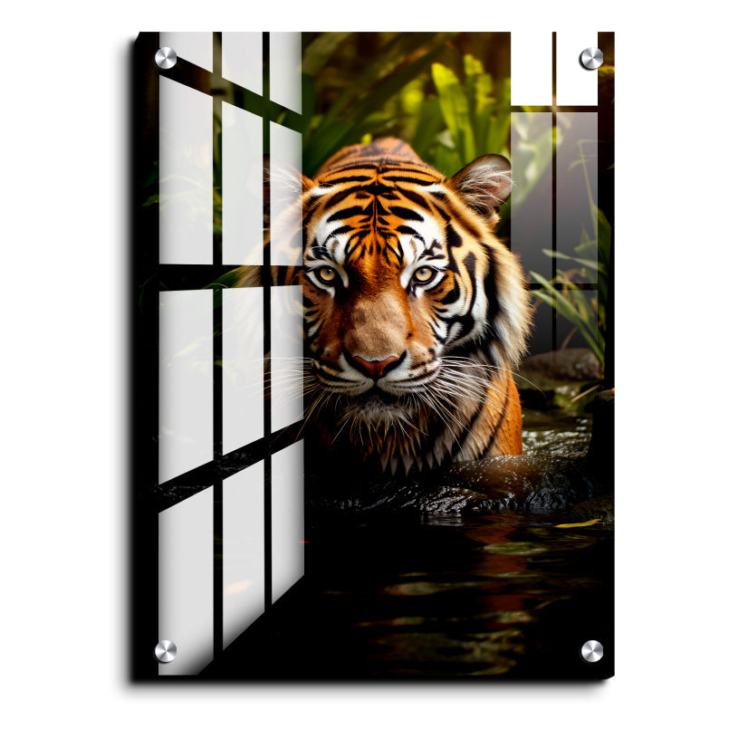 Focused Lion Wood Print Wall Art
