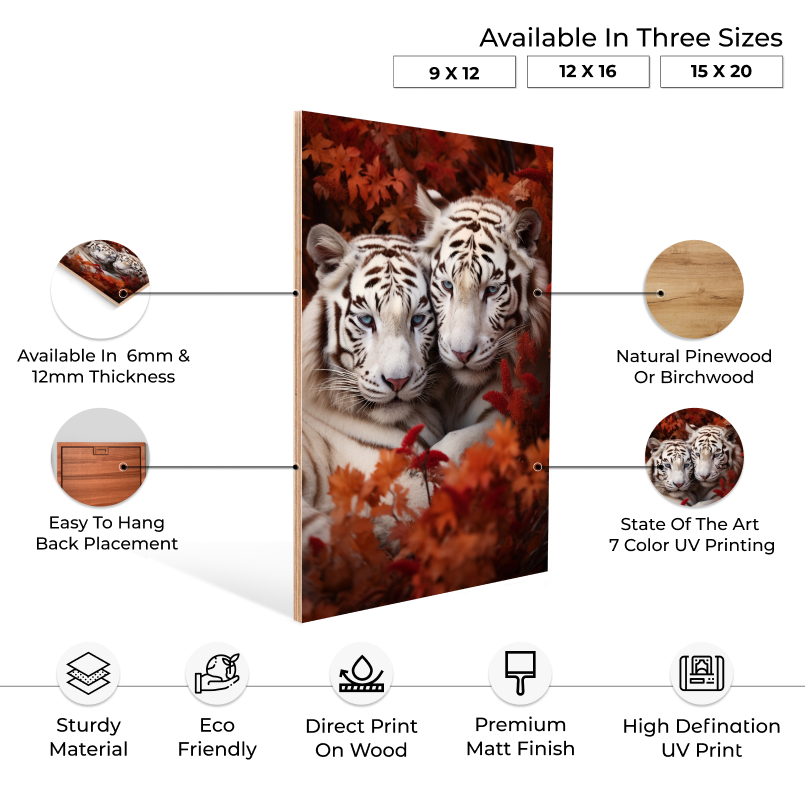 Tiger Couple Wood Print Wall Art