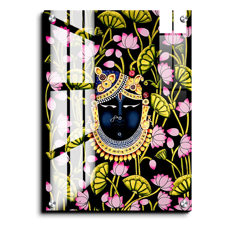 Shrinath Ji Pichwai Wood Print Wall Art Black
