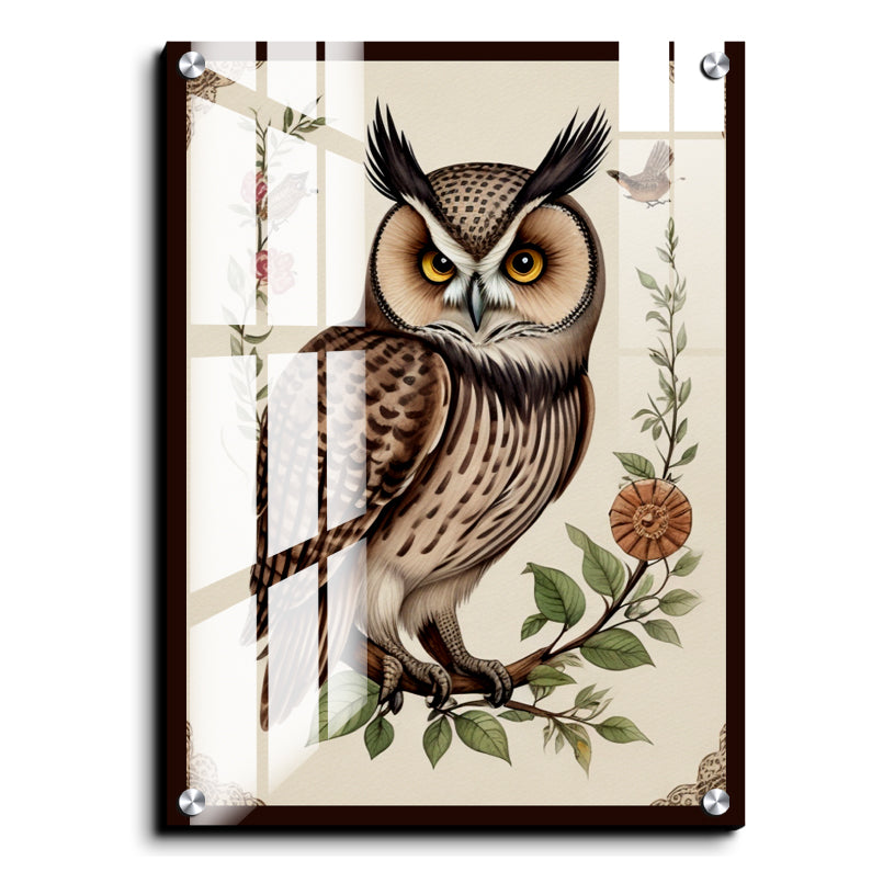 Owl With Steampunk Bird Wood Print Wall Art