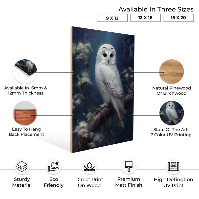 Antique Owl Wood Print Wall Art