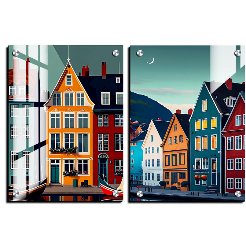 Denmark Travel Wood Print Wall Art Set of 2