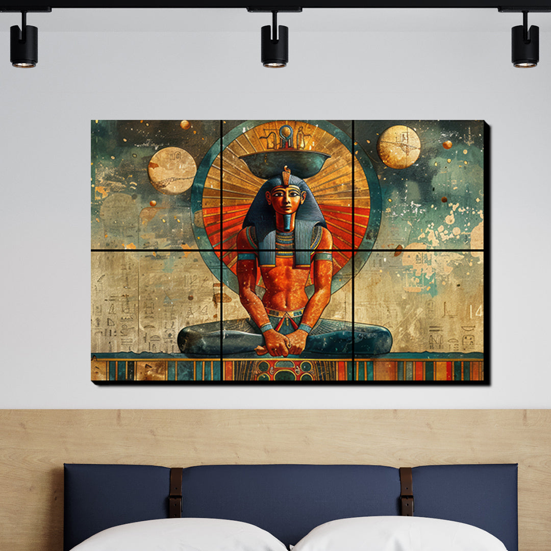 Ancient Egypt Art Wood Print Luxury Wall Tiles Set