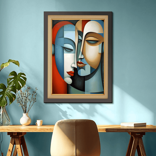 Two Abstract Faces Wood Print Wall Art 18x23 Inches