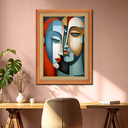 Two Abstract Faces Wood Print Wall Art 18x23 Inches