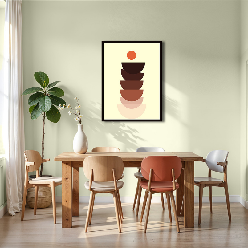 Stones Boho Beige Wood Print Wall Art