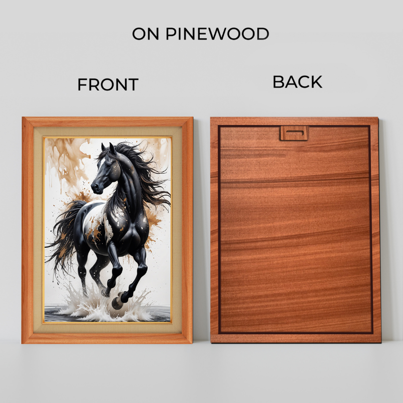 Energetic Horse Wood Print Wall Art 18x23 Inches