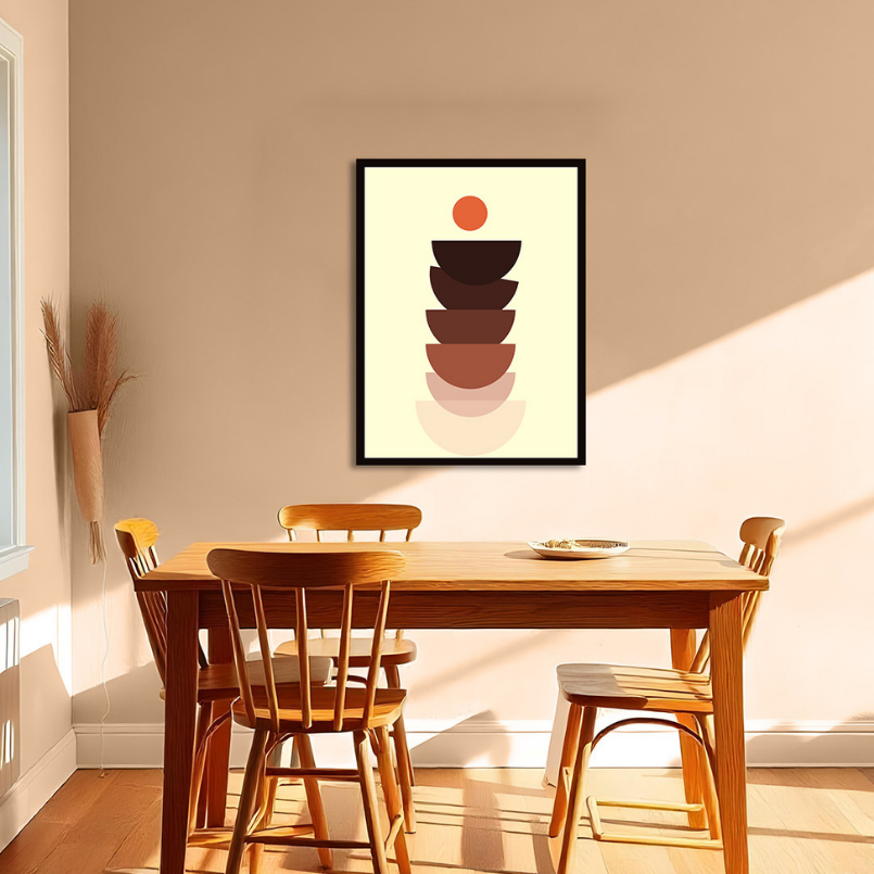 Stones Boho Beige Wood Print Wall Art