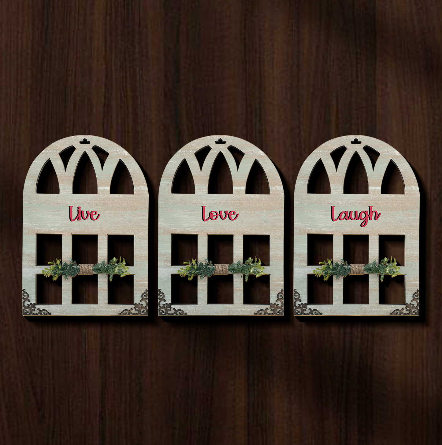 Live Love Laugh Quote Window Wall Art Set of 3