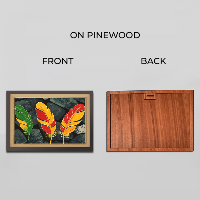 Luxury Boho Colored Feather Wood Print Wall Art 23x17.5 Inches