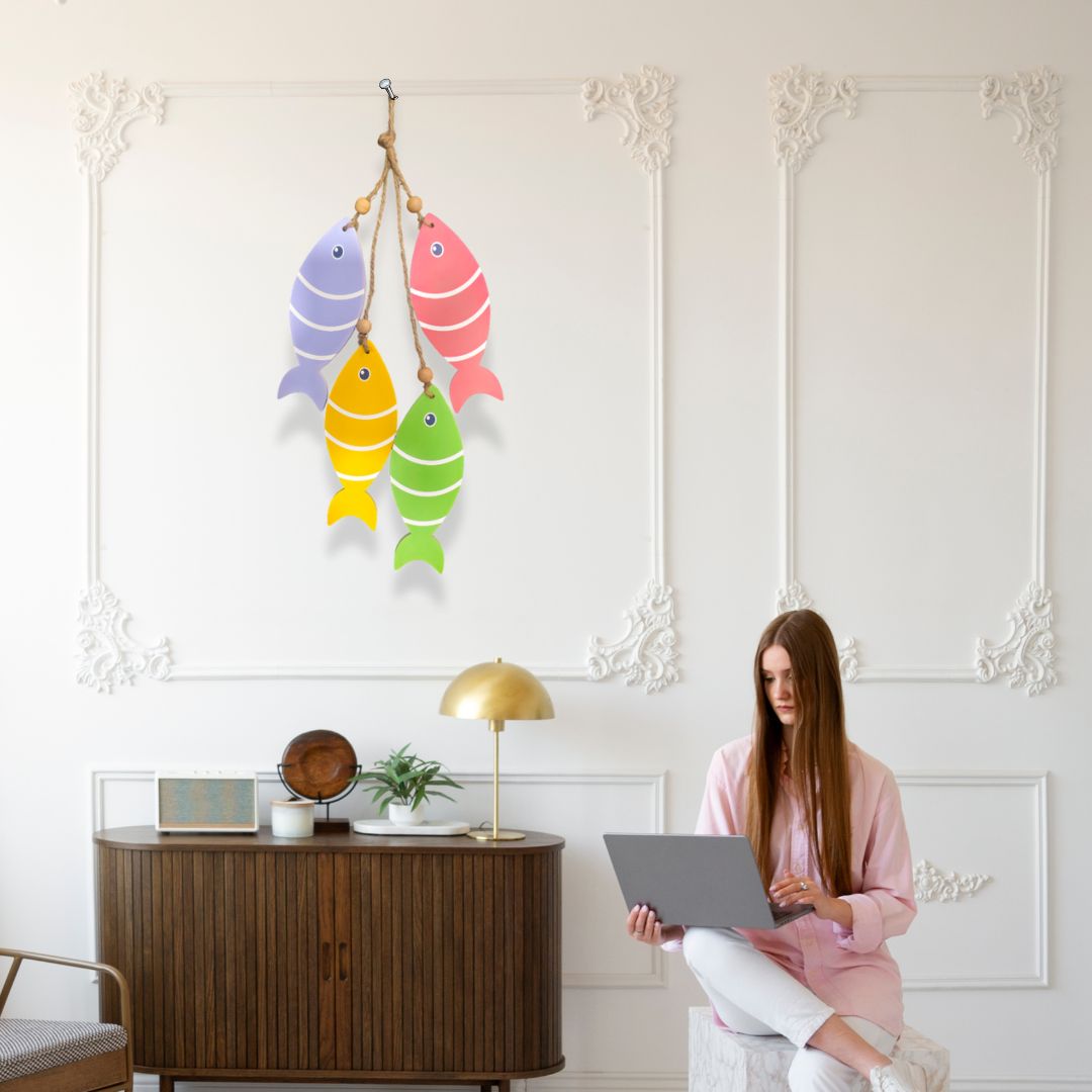 Antique Wooden Imitative Fish Wall Hanging