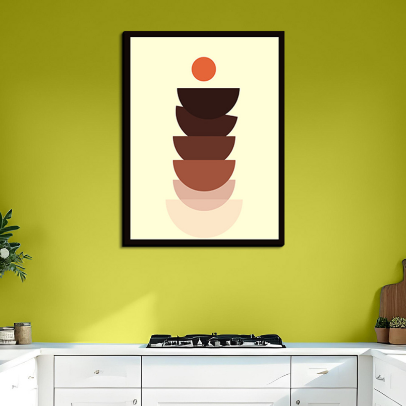 Stones Boho Beige Wood Print Wall Art