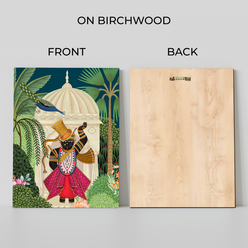 Set of 3 Shrinath Ji Pichwai Cow Wood Print Wall Art