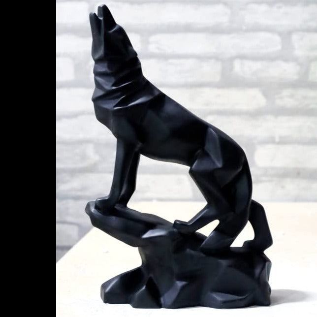 Roaring Black Wolf Geometric Showpiece