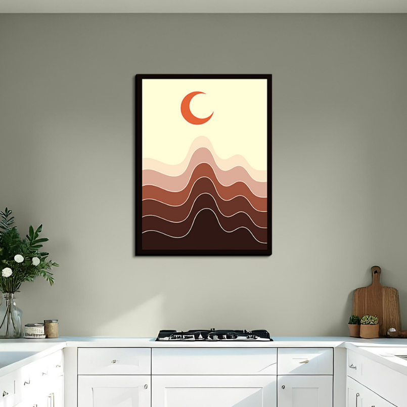 Crescent Moon Ombre Wood Print Wall Art
