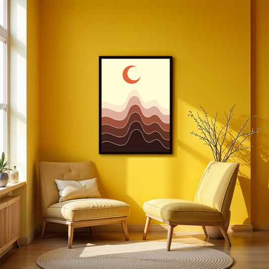 Crescent Moon Ombre Wood Print Wall Art