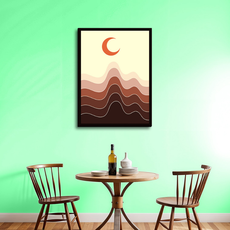 Crescent Moon Ombre Wood Print Wall Art