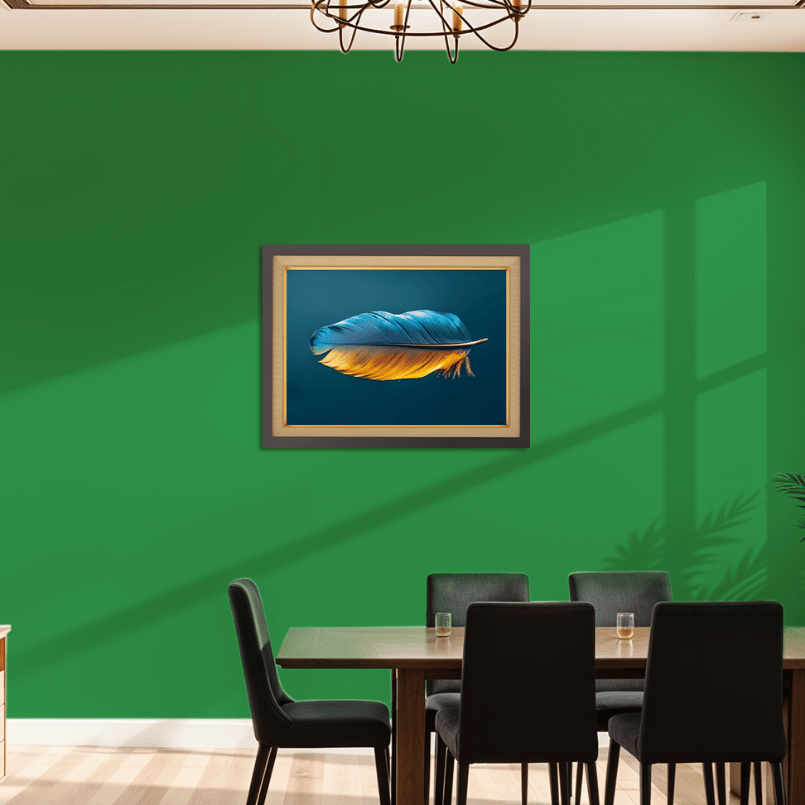 Vibrant Blue And Orange Feather Wood Print Wall Art 23x17.5 Inches