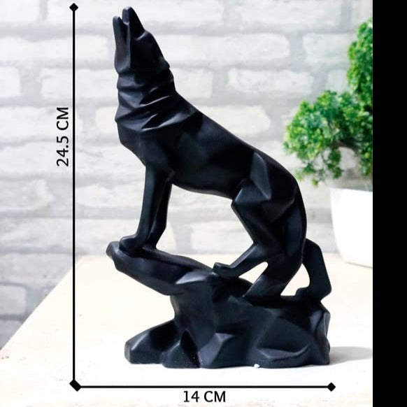Roaring Black Wolf Geometric Showpiece