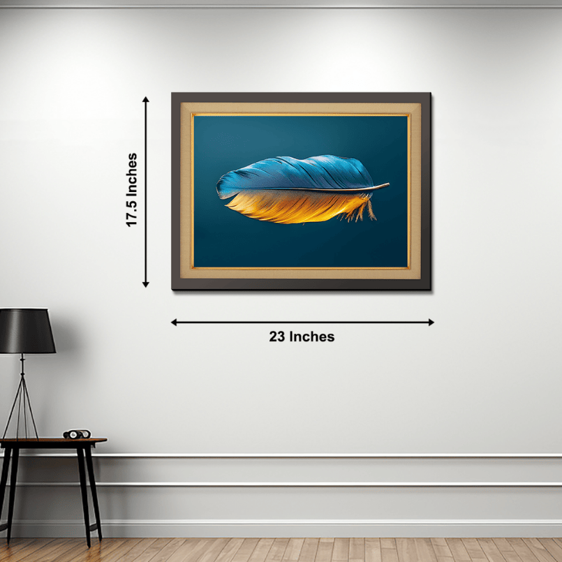 Vibrant Blue And Orange Feather Wood Print Wall Art 23x17.5 Inches