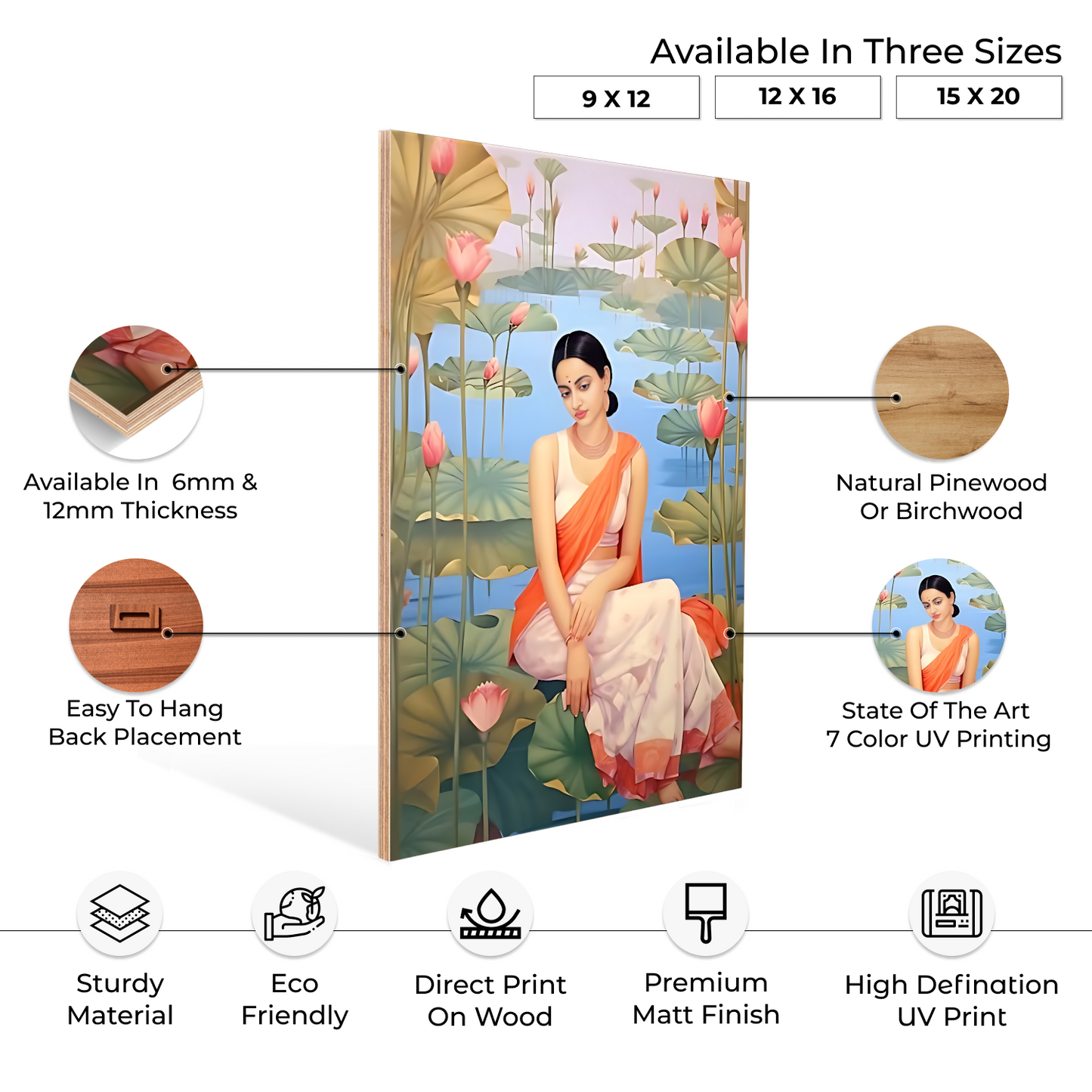 Thinking Women Wood Print Wall Art