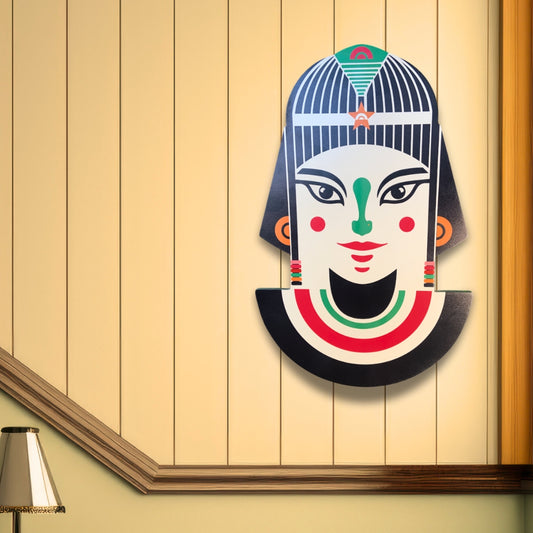 Chalk my Theme 3D Colorful Tribal Queen Abstract Face Wooden Wall Art