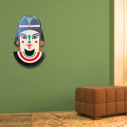 Chalk my Theme 3D Colorful Tribal Queen Abstract Face Wooden Wall Art