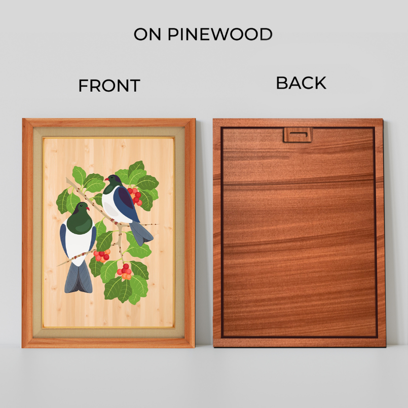 Two Pigeon On Bamboo Veneer Wood Print Wall Art 18x23 Inches